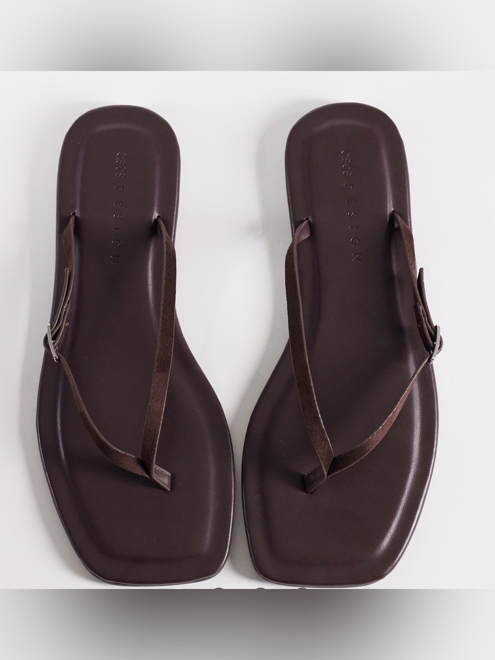 ASOS DESIGN Fitz toe thong sandals in chocolate